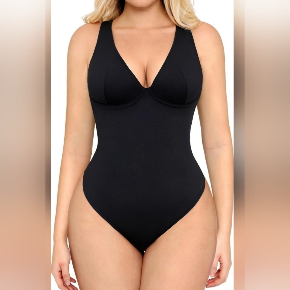 Tummy Control Body Shaper Sleeveless Cross Back Tank Top Body Suit Thong